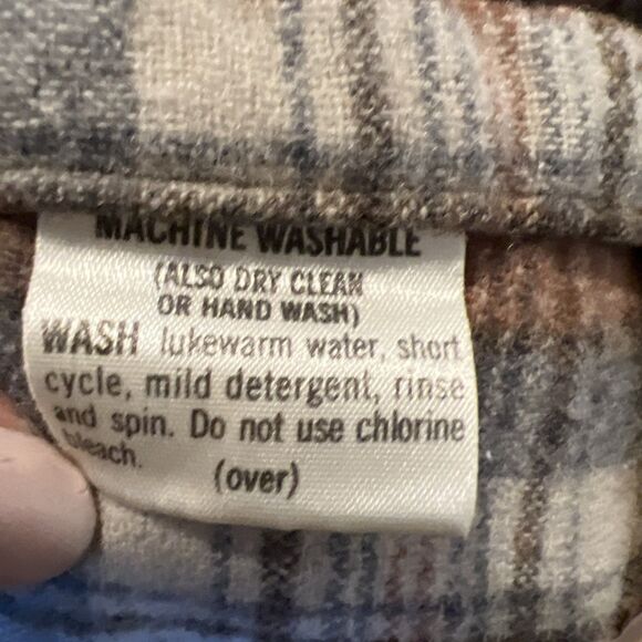 Vintage Pendleton Board Shirt Size M Virgin Wool Brown Tan Plaid US Made 60s 70s - Picture 5 of 13